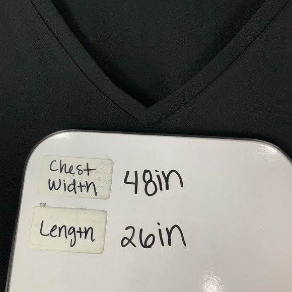 T Tahari Ruched Sleeve V-Neck Blouse Women 2X Polyester Spandex Black Workwear - Picture 7 of 7